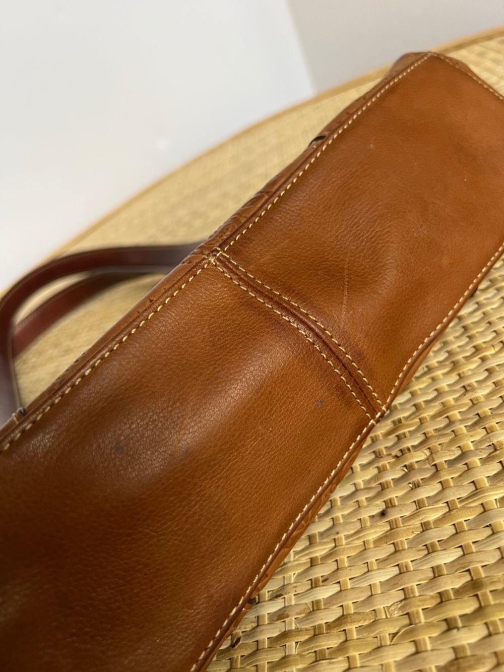 Fossil Tooled Floral leather Y2K Satchel Shoulder Bag Caramel Brown Leather - Picture 13 of 13
